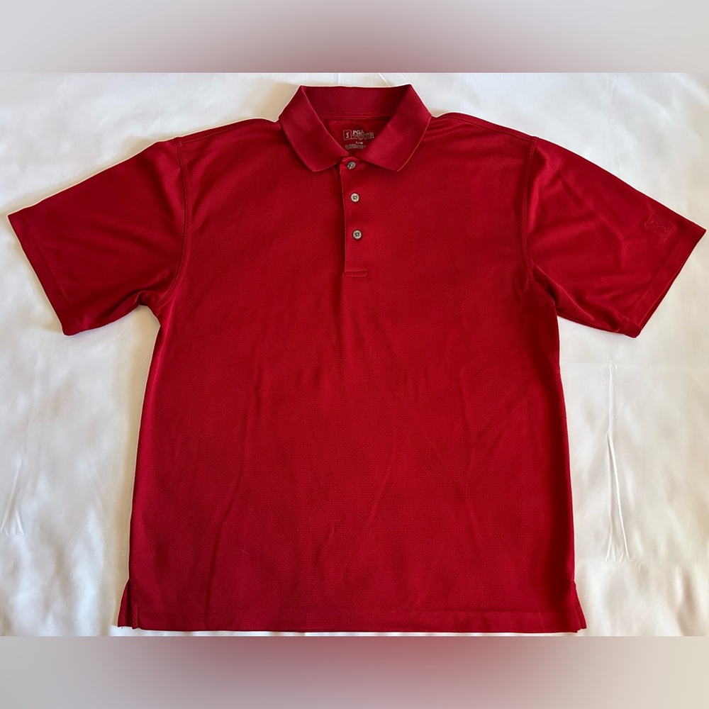 PGA Tour Men's Performance Red Golf Polo Size Large